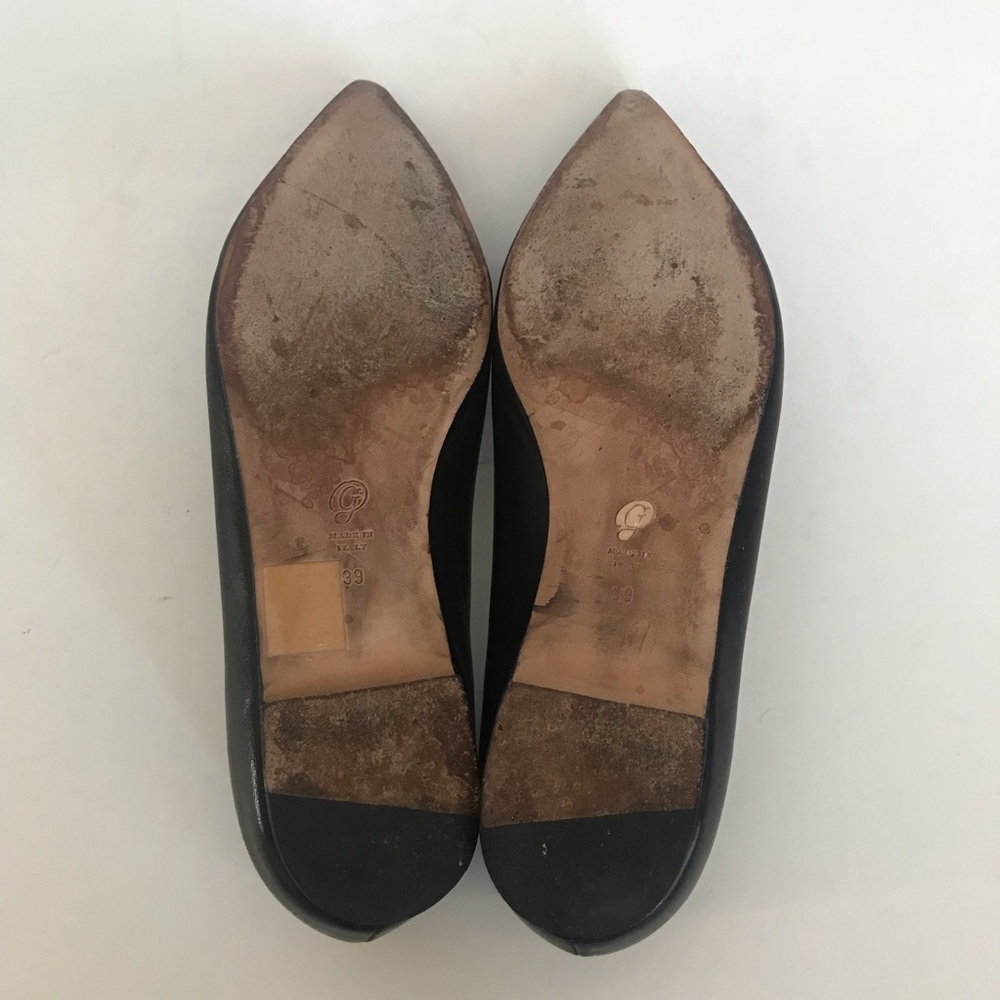 M. Gemi The Fortuna Black Leather Point Toe Flat - Picture 7 of 8
